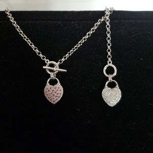 Sterling silver necklace and braclet with diamonds